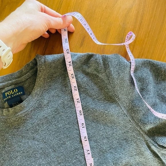 POLO RL grey waffle knit Crewneck Tee - Picture 6 of 7